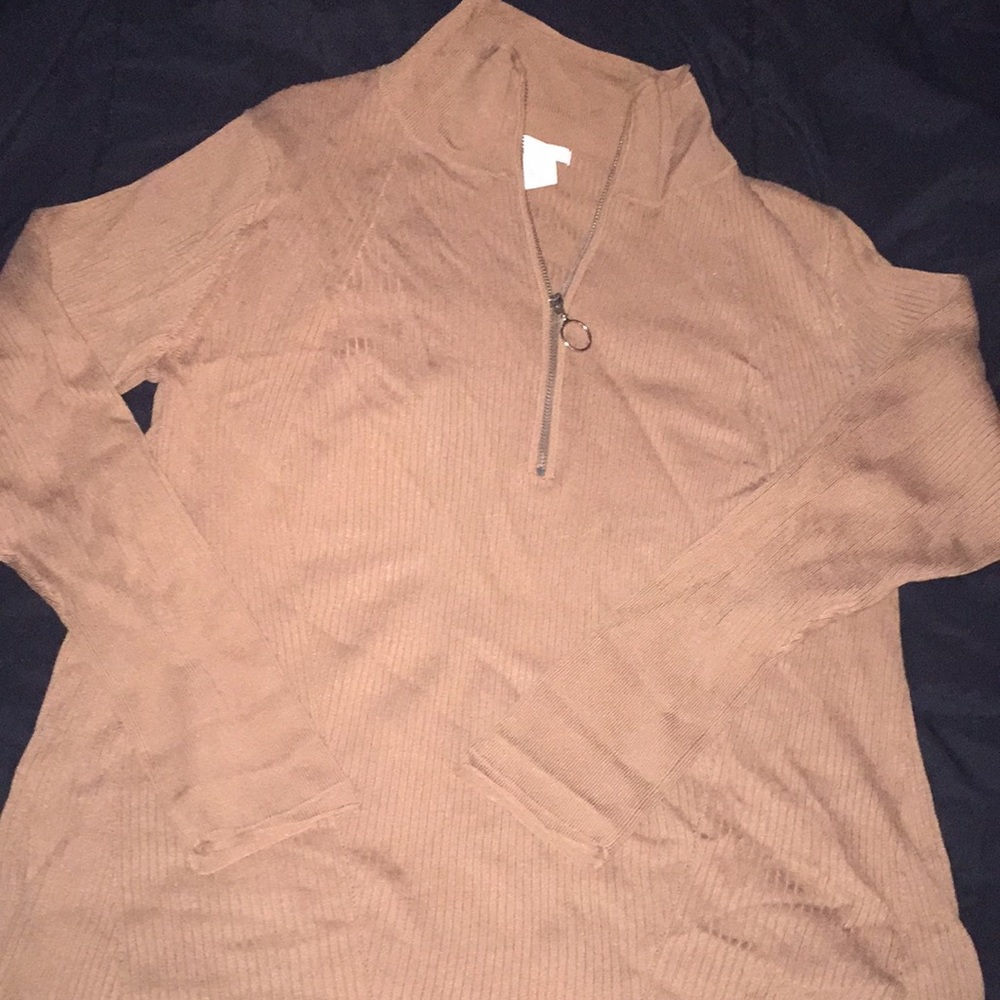 Khaki zipper up or down Swede light sweater